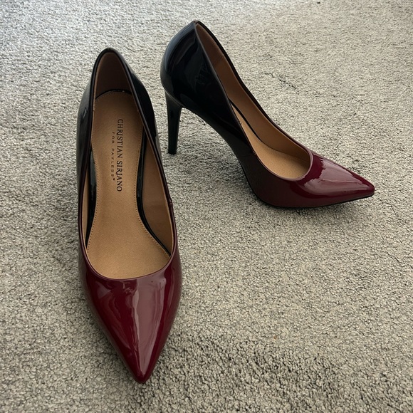 Christian Siriano Shoes - Christian Siriano Maroon and Black Patent Heels